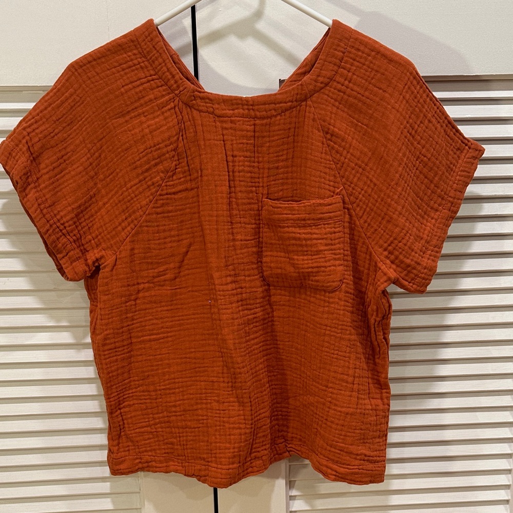 Madewell Lightspun Gauze Button Back Short Sleeve Top - small